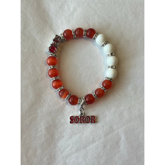 Delta Sigma Theta Bling Natural Agate Soror Charm Bracelet - Picture 6 of 11